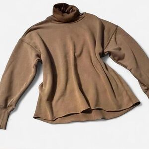 Aerie Tan-Brown Turtleneck French Terry Cloth Top, Size XS